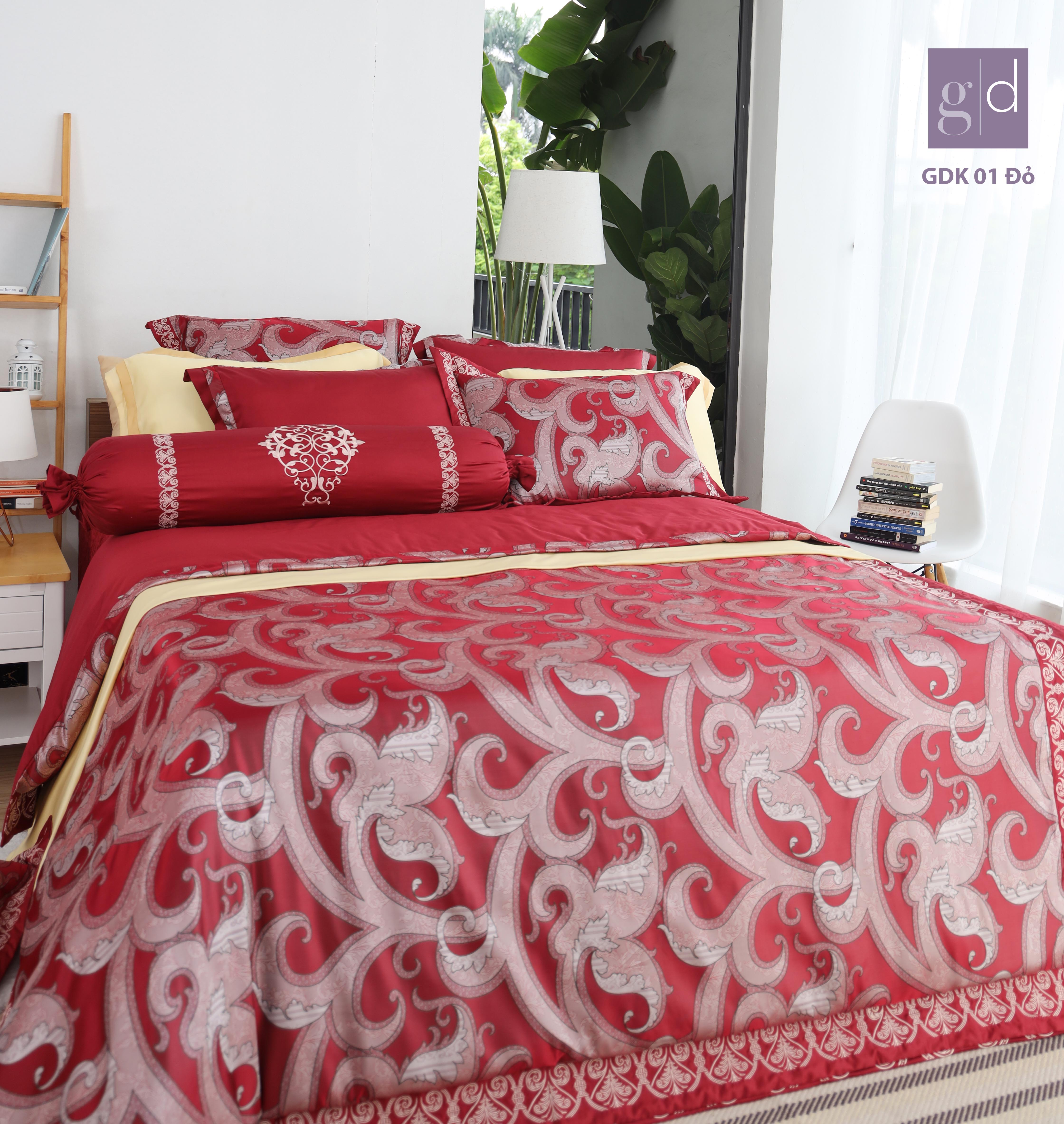 Bộ ga chăn phủ trần 4 mùa GDK 01 Đỏ